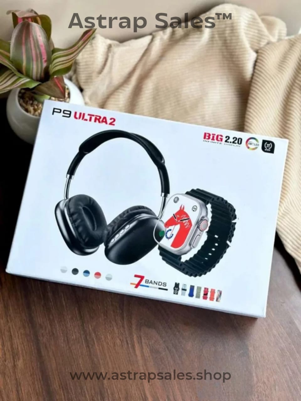 P9 Ultra 2 Combo Pack ๐ฅ Smartwatch + Wireless Over-Ear Headphones + 7 Bands