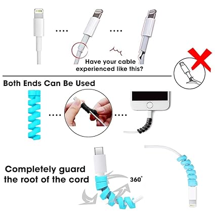 Cable Protector Pack of 25 – Flexible Spiral Wire Guard for Charger & USB Cables