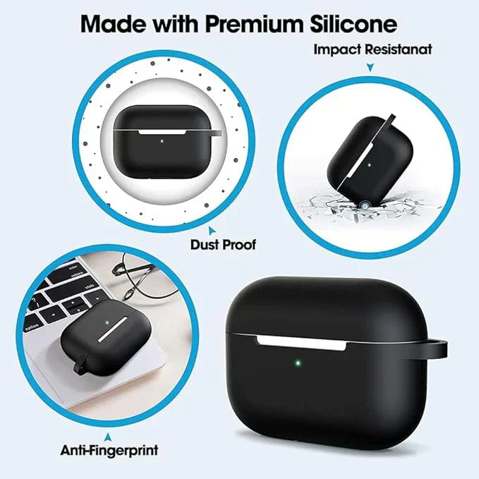 AIRPODS PRO 2 SILICON CASE [Soft Silicone Skin Case Cover Shock-Absorbing Protective Case with Keychain]