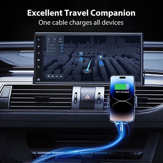 4-in-1 Metal Charging Cable – Transformer Edition | 65W Fast Charge | Type-C, iPhone, Micro USB